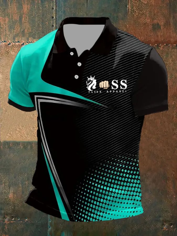 Men's Retro Letter Print Casual Polo Shirt