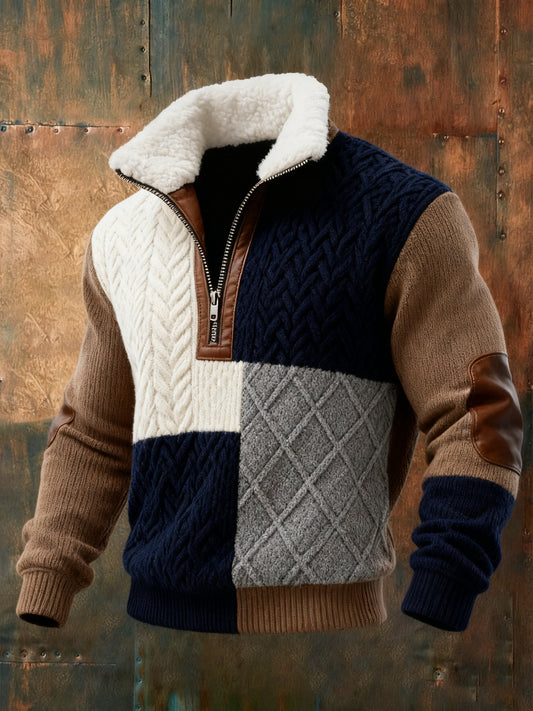 Men's Geometric Print Textured Casual Sweatshirt