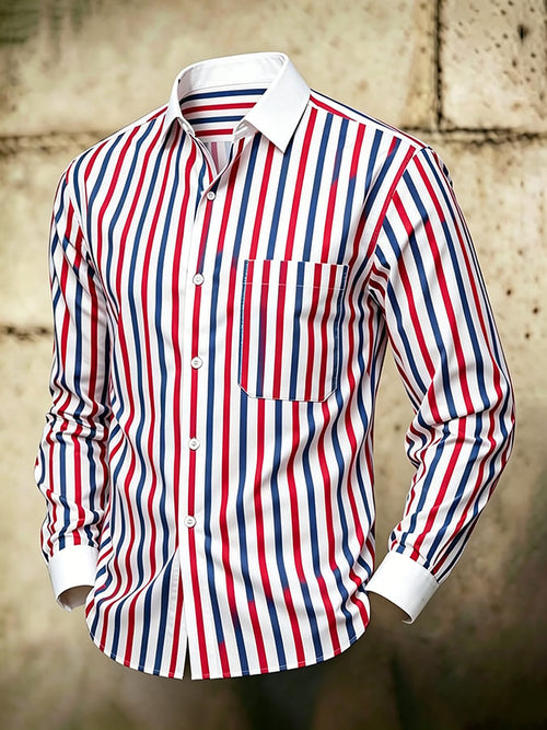 Men's Retro Abstract Art Print Comfortable Business Style Shirt