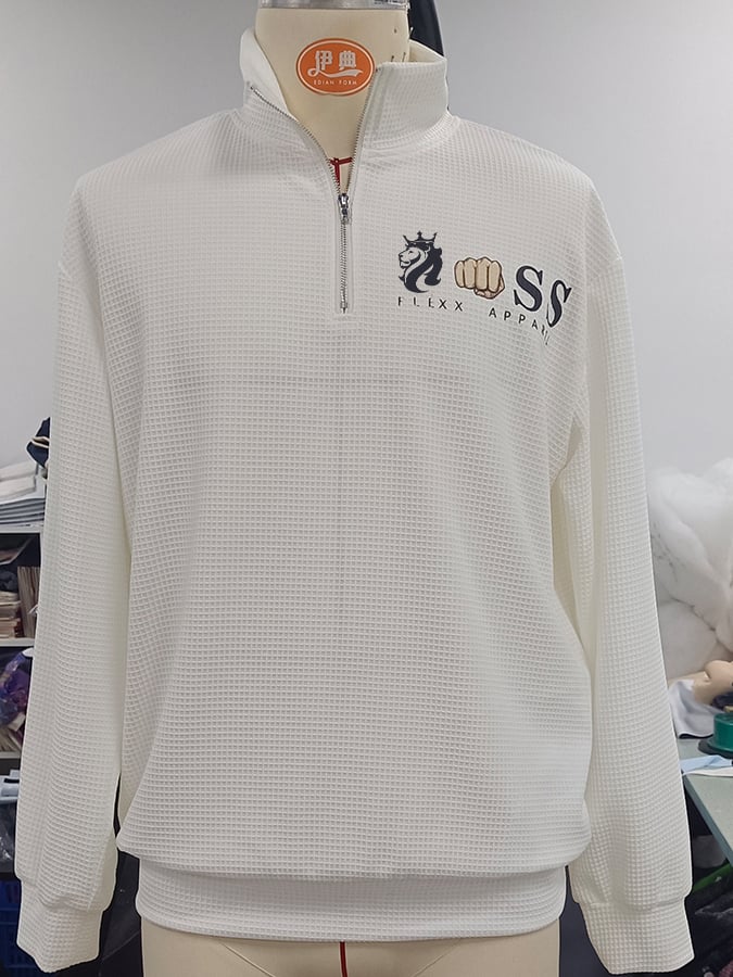 Men's Retro Letter Design Printed Zipper Collar Jacquard Knitted Sweatshirt