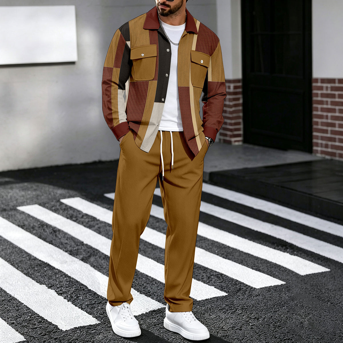 Men's Printed Shirt and Pants Set