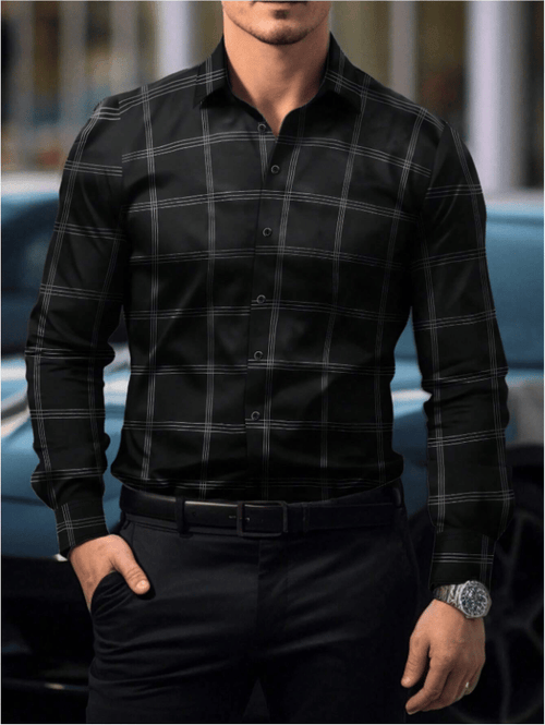 Men's Business Casual Striped Long Sleeve Shirt