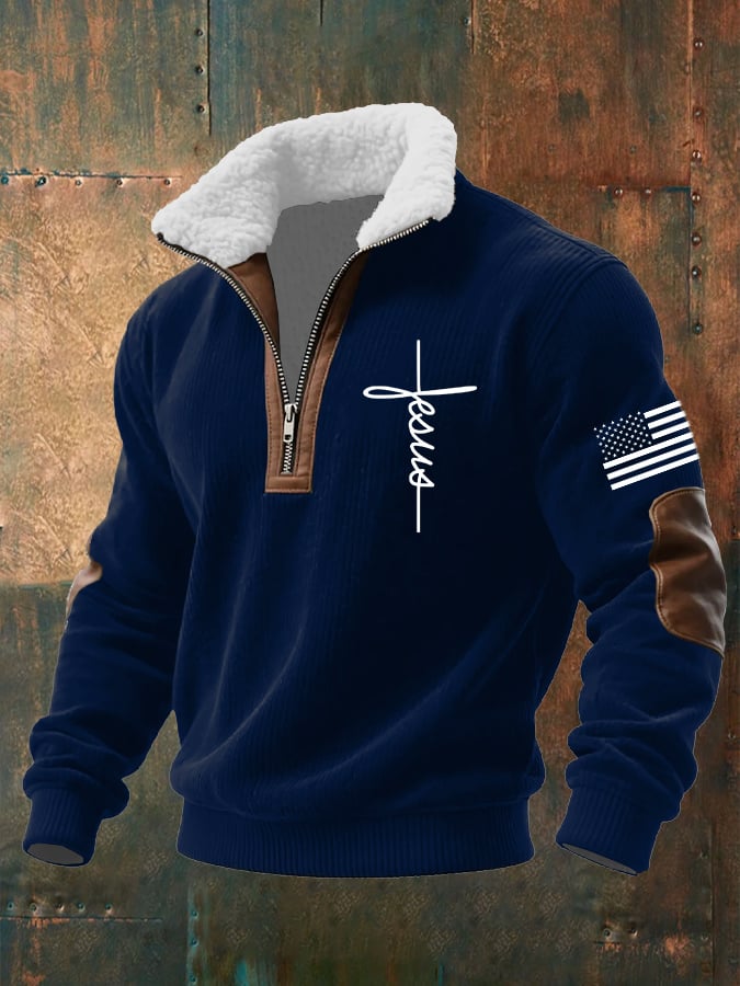 Men's Casual Faith Retro Textured Sweatshirt