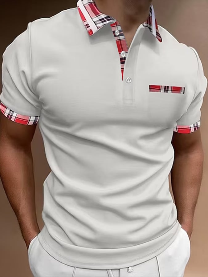 Short Sleeve Printed Pullover Polo Shirt