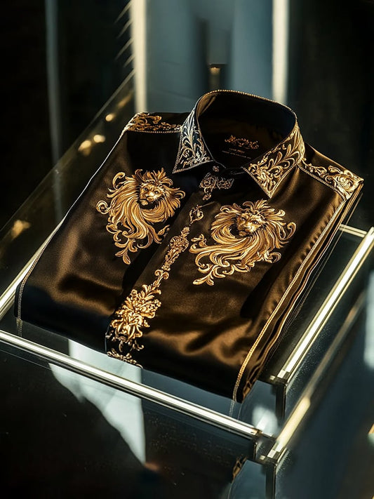 Men's Satin Luxe Long Sleeve Button Down Shirt