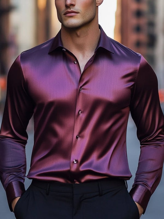 Men's Business Luxury Solid Color Long Sleeve Shirt
