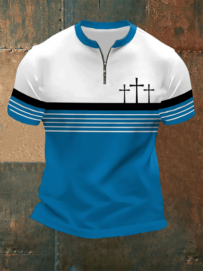 Men's Vintage Faith Print Zip Top