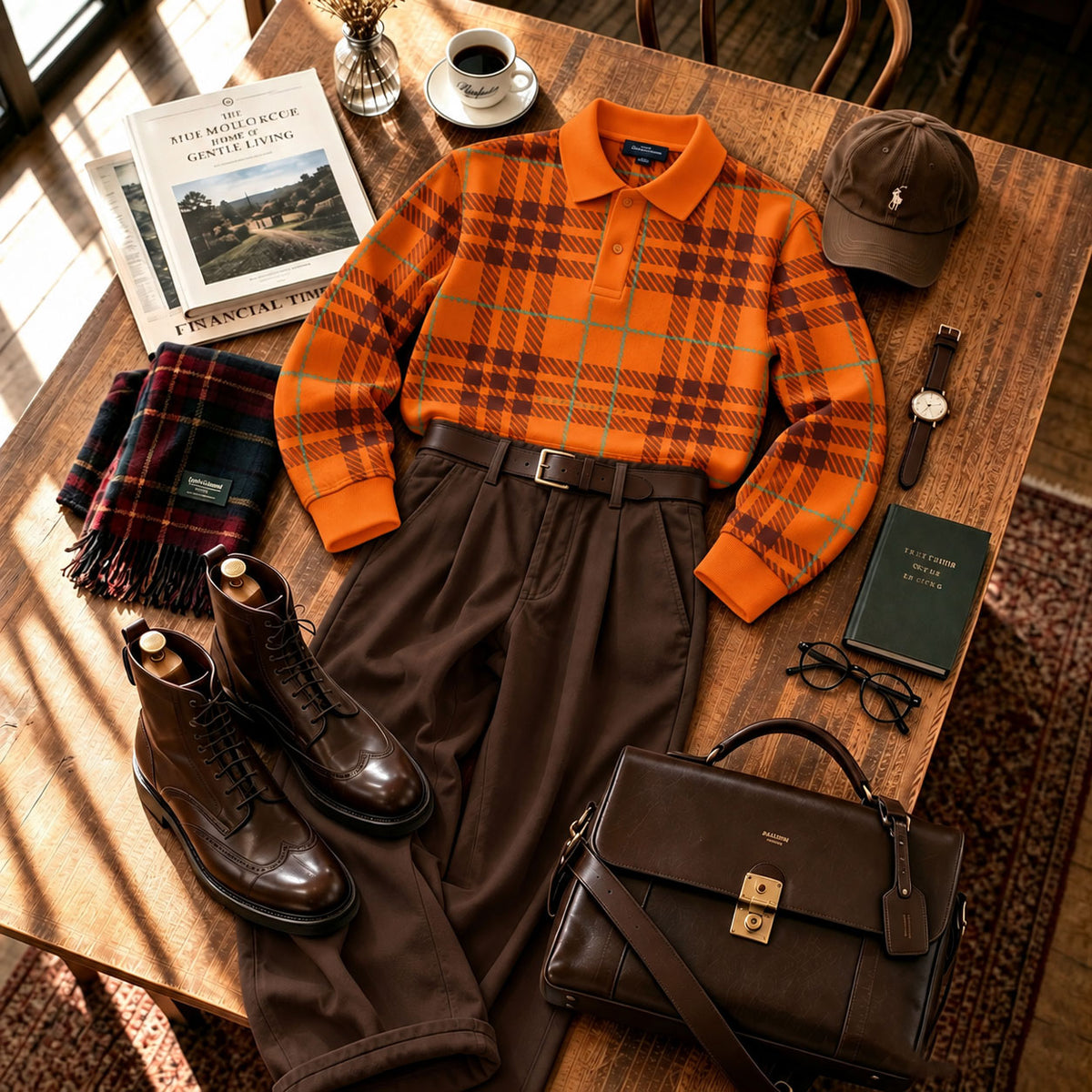 Men's Printed Polo Shirt and Pants Set