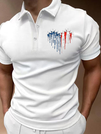 Men's Independence Day Printed Casual Polo Shirt