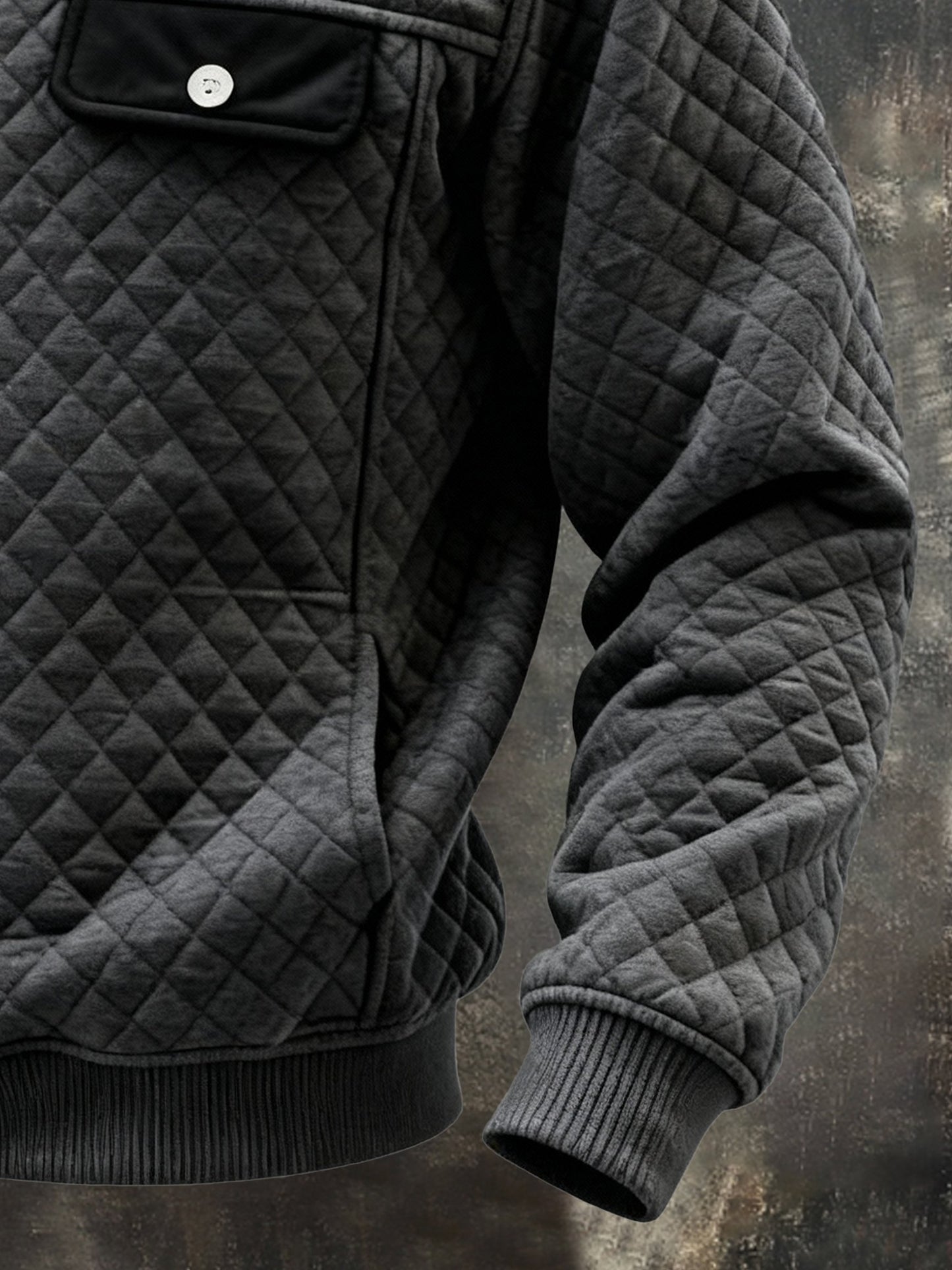 Men's Vintage Textured Comfortable Henley Sweatshirt