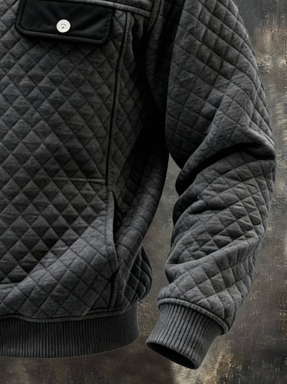 Men's Vintage Textured Comfortable Henley Sweatshirt