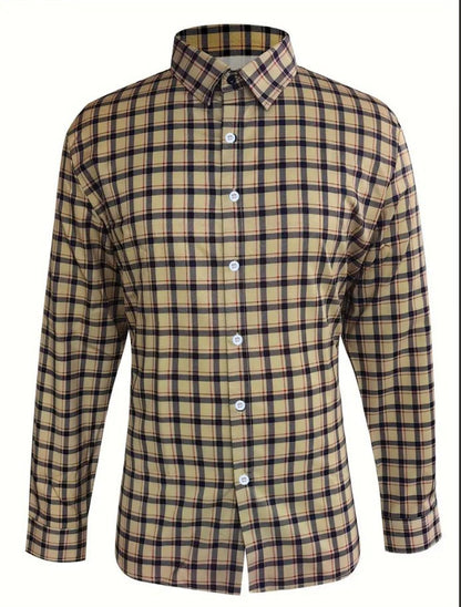Men's Business Checkered Print Shirt