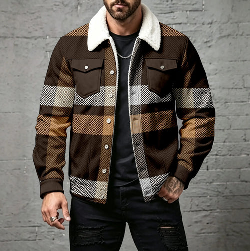 Men's Casual Checkered Print Cardigan with Buttons