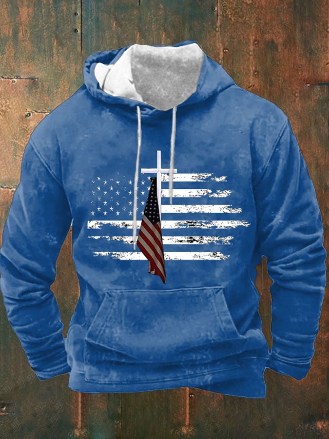 Men's Casual Print Long Sleeve Hooded Sweatshirt