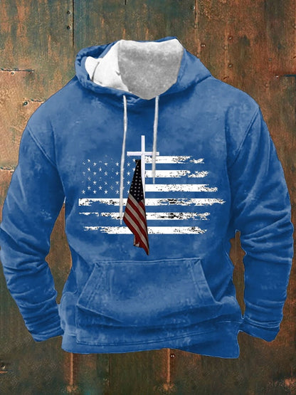 Men's Casual Print Long Sleeve Hooded Sweatshirt