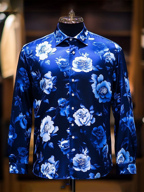 Men's Casual Abstract Printed Long Sleeve Shirt