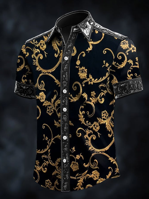 Men's Casual Fashion Dark Pattern Contrast Shirt