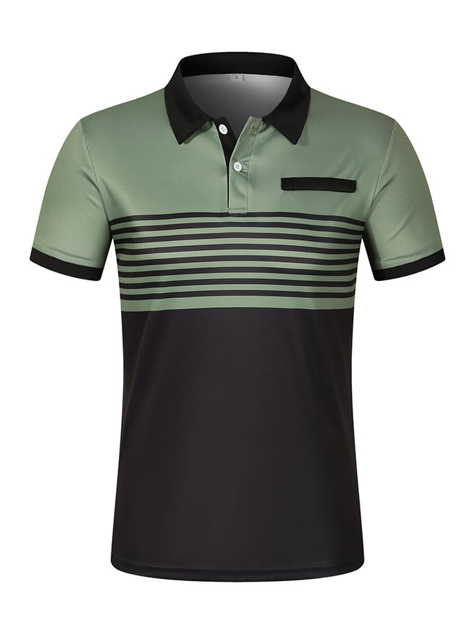 Men's Fashionable Contrast Color Short Sleeve Polo Shirt