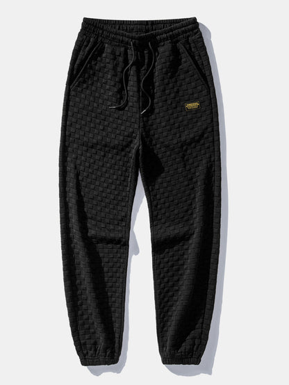 Checkerboard Jacquard Quarter Zip Sweatshirt & Jogger Pants