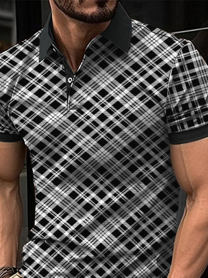 Casual Fashion Men'S Checkered Polo