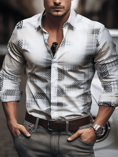 Men's Street Style Business Casual Printed Long Sleeve Shirt