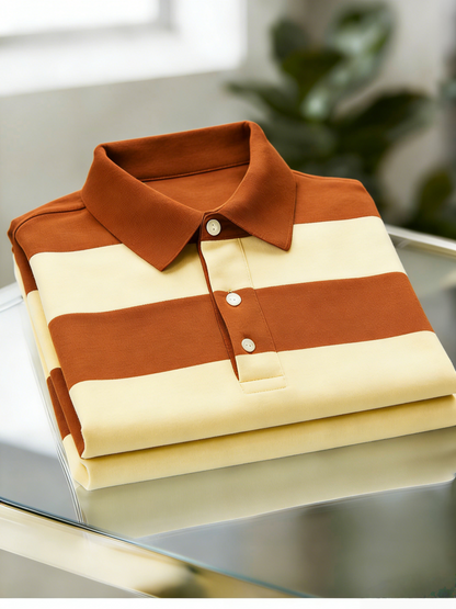 Men's Business Casual Button Short Sleeve Polo Shirt