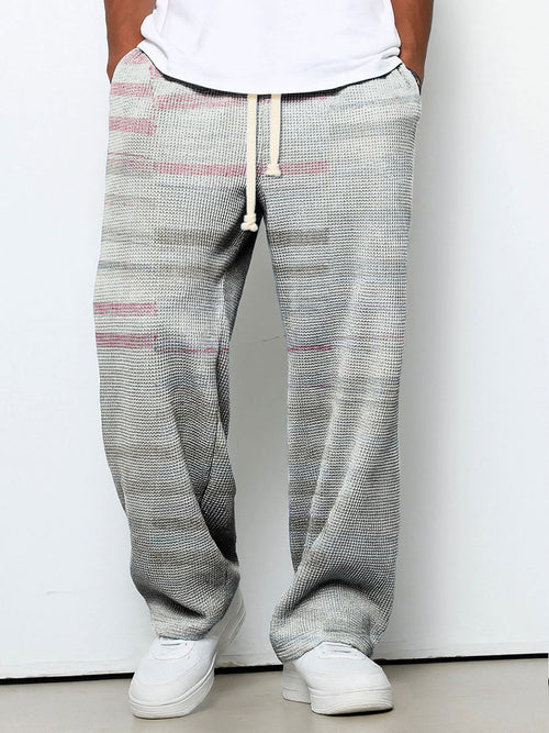 Men's Geometric Gradient Art Printed Waffle Casual Pants