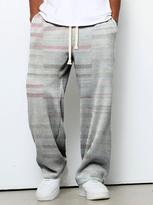Men's Geometric Gradient Art Printed Waffle Casual Pants