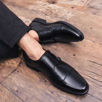Business Casual British Double Buckle Leather Shoes