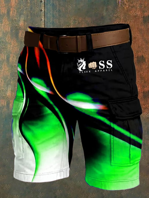 Men's Retro Letter Print Multi-Pocket Design Cargo Shorts