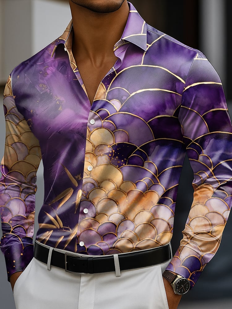 Men's Classic Business Casual Luxe Long Sleeve Button Down Shirt