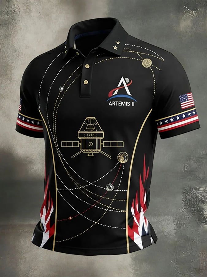 Men's Back to the Moon 2026 Print Polo Shirt