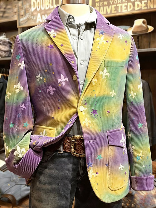 Men'S Casual Faux Sequin Striped Print Suit Jacket