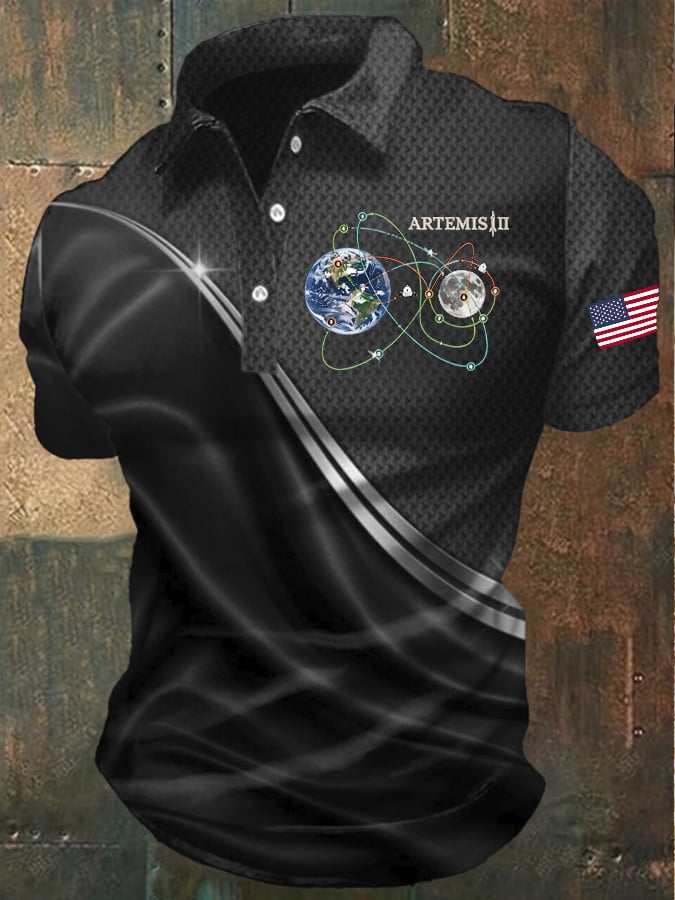 Men's Artemis II Print Short-Sleeve Polo Shirt