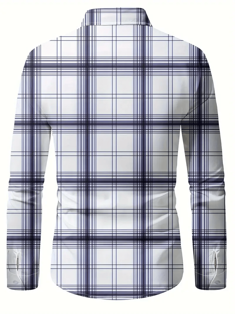 Men's Plaid Business Long Sleeve Shirt