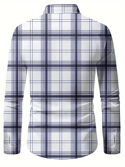Men's Plaid Business Long Sleeve Shirt