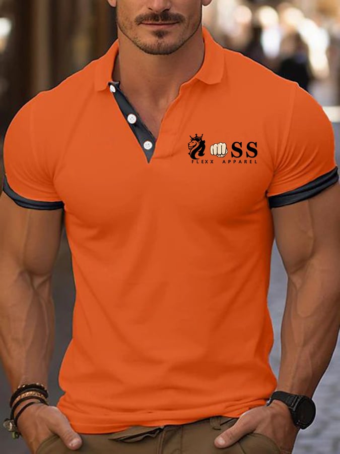 Men's Casual Business Plaid Contrast Color Polo