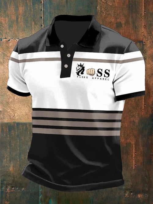 Men's Letter Printed Casual Polo Shirt