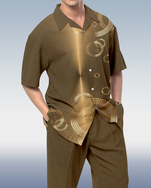 Rianmond Men's Sequin Print Short Sleeve Walking Suit 525