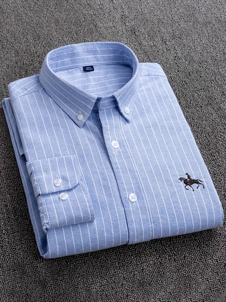 Men's Cotton Oxford Long Sleeve Business Shirt