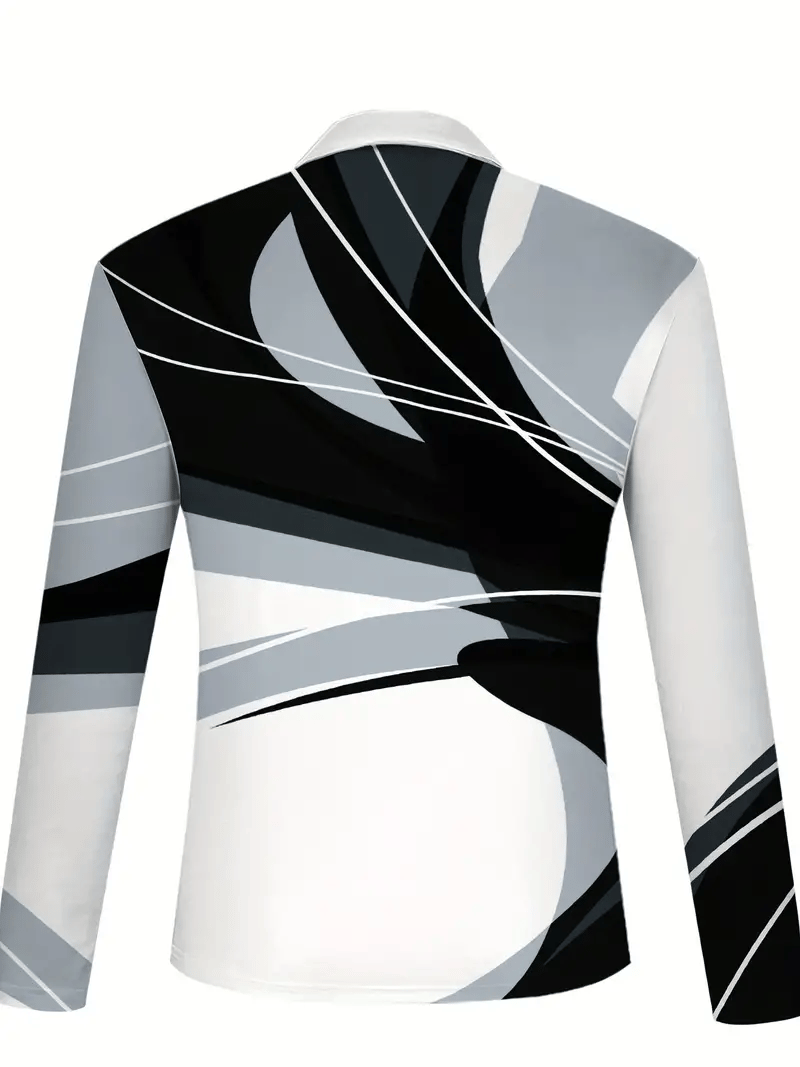 Men's Business Casual Striped Zip-Up Shirt