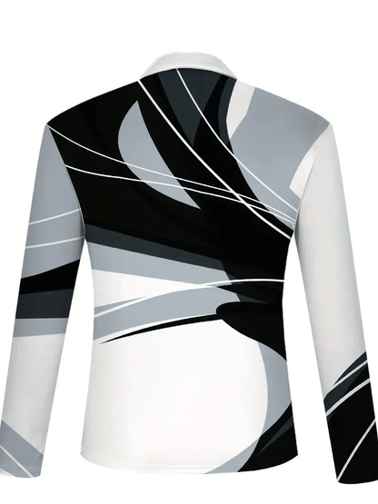 Men's Business Casual Striped Zip-Up Shirt