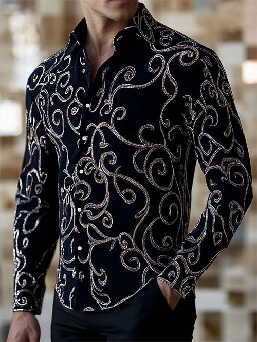 Men's Retro Casual Business Long Sleeve Shirt