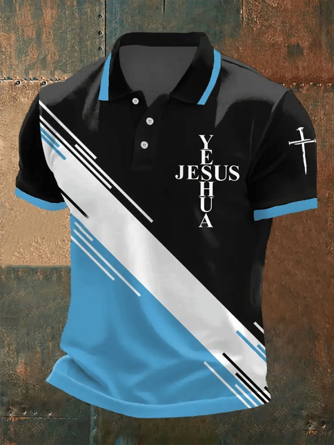Men's Retro Faith Casual Printed Polo Shirt