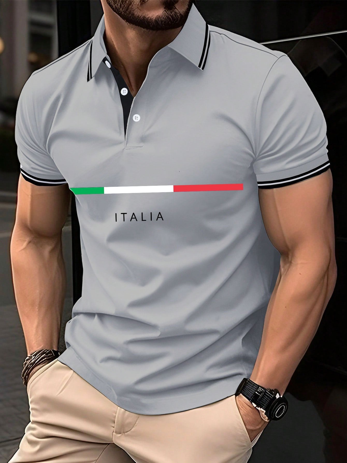 Men's "Italy" printed polo shirt