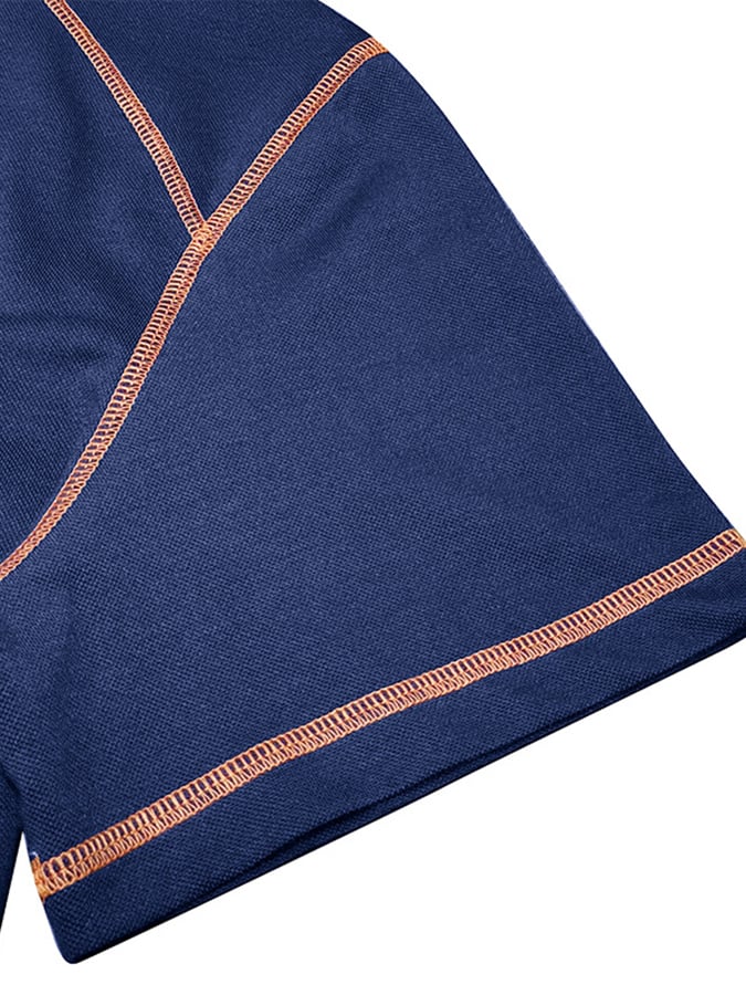 Men's Color Blocking Polo Collar Short Sleeved Polo Shirt
