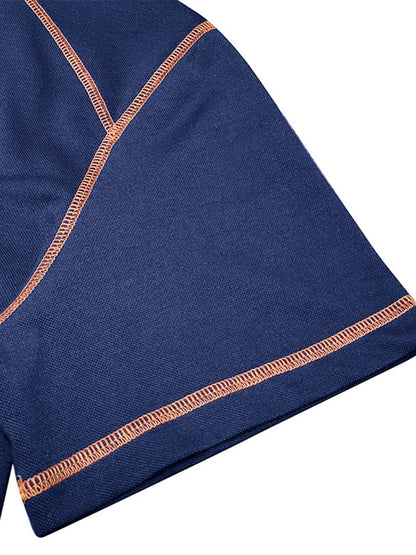 Men's Color Blocking Polo Collar Short Sleeved Polo Shirt
