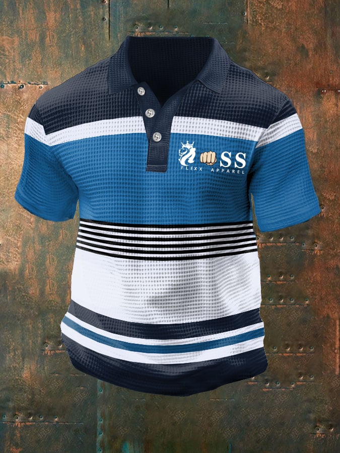 Men' Business Waffle Print Polo Shirt