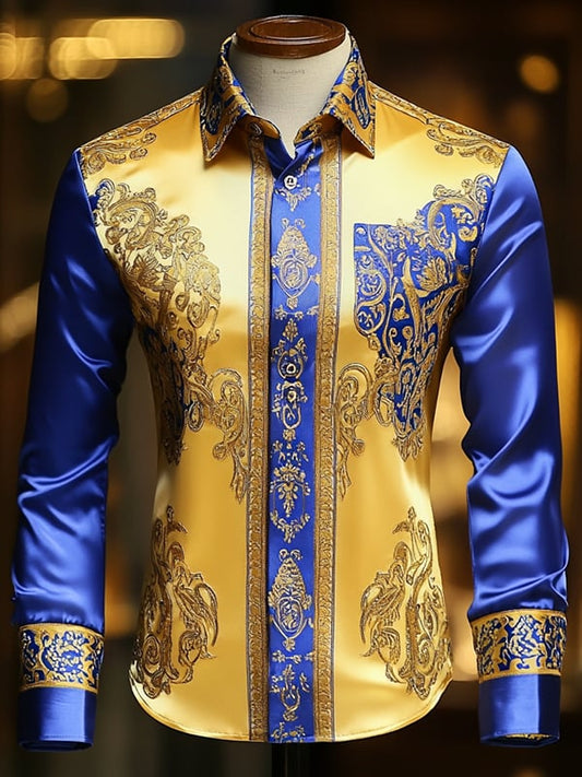 Men's Satin Luxe Long Sleeve Button Down Shirt