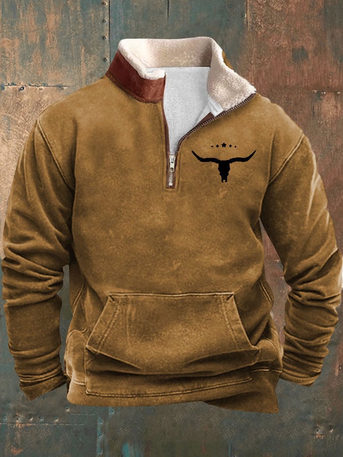 Men's Vintage Western Print Long Sleeve Sweatshirt